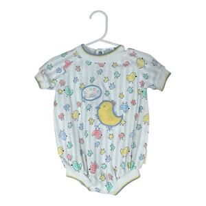 Vintage Health-Tex Baby Romper Bodysuit Click Click Chicken Chicks Sz 3-6 Months